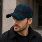 Plaid Wool Baseball Cap – Men's Adjustable 6-Panel Hat With Breathable Twill