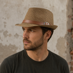 Retro Straw Trilby Hat – Lightweight Breathable Summer Sun Protection Accessory