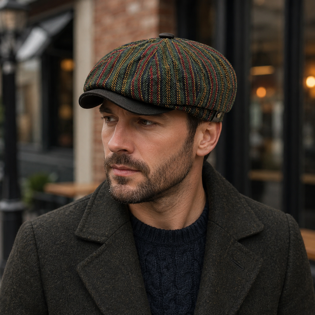 Striped Octagonal Beret – Classic Painter Cap | Elastic Fit Unisex Hat
