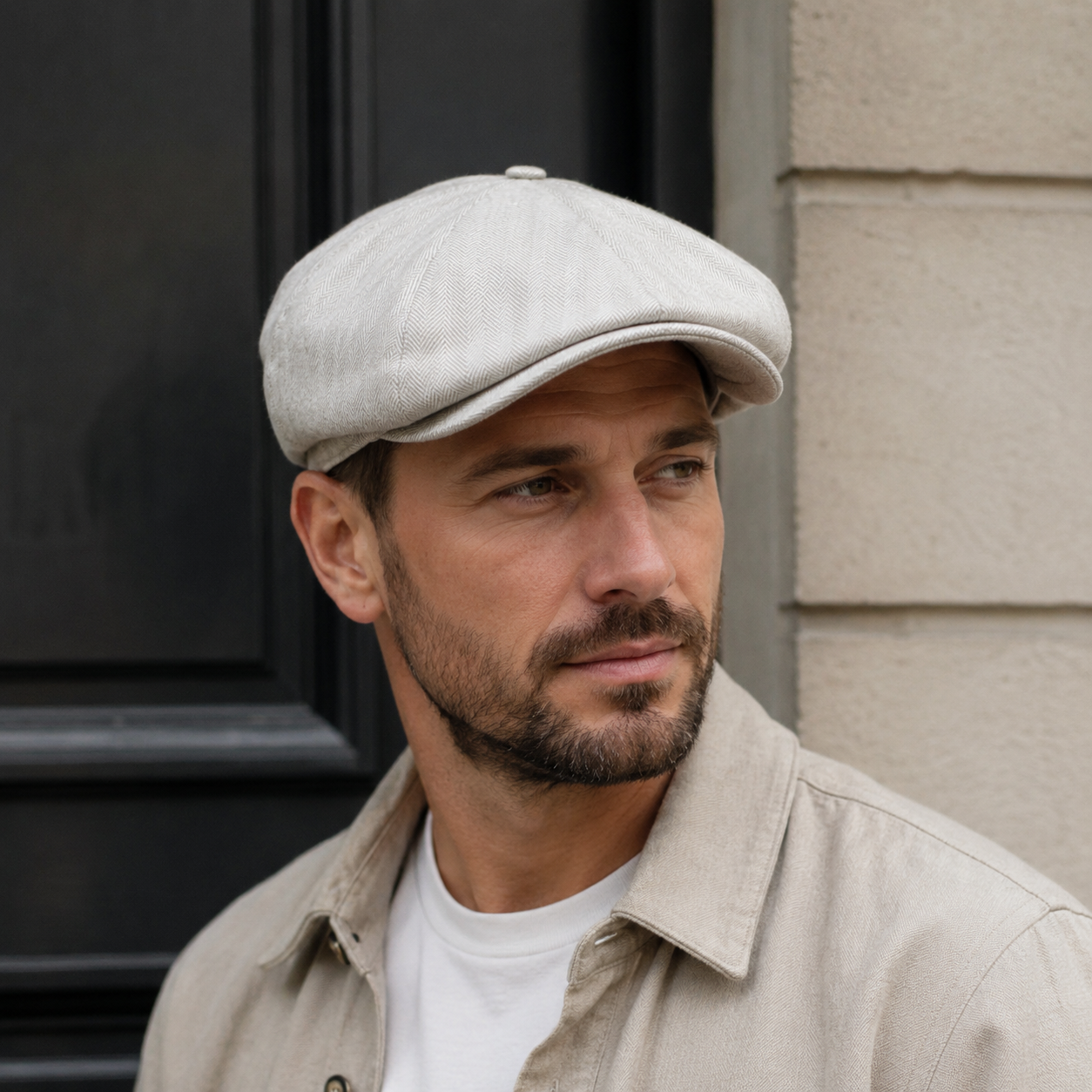 Linen Newsboy Cap – Men's Lightweight 8-Panel Herringbone Summer Hat Classic Style