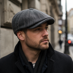 Wool Newsboy Cap – Men's Adjustable Plaid Flat Cap | Heritage Herringbone Hat