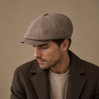 Cotton Newsboy Cap – Lightweight Vintage Herringbone Flat Hat for Men’s Summer Style