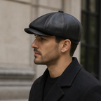 Leather Newsboy Cap – Men’s Genuine Cowskin Hat With Structured Brim For Fall