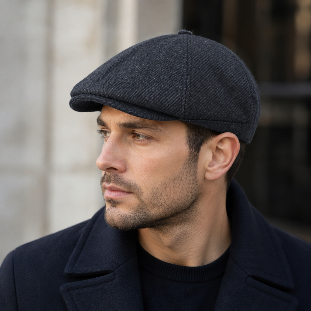 Tweed Newsboy Cap – Wool Gatsby Hat | Classic Men's Peaky Blinders Style