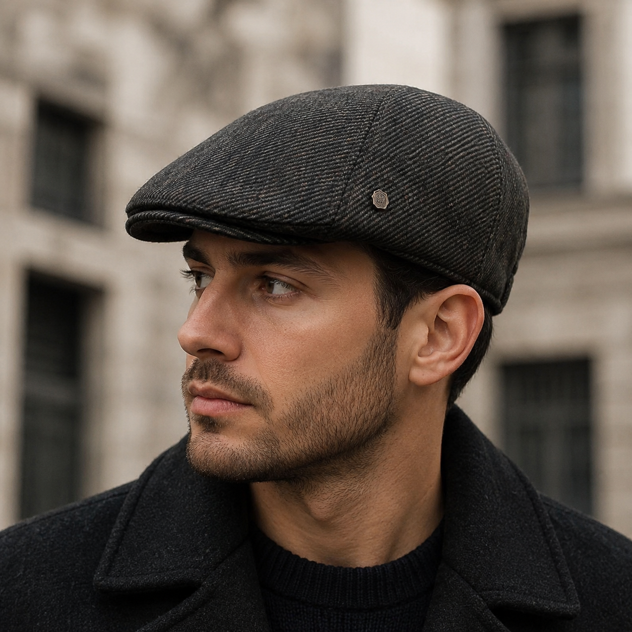 Men’s Wool Flat Cap – Classic 6-Panel Ivy Hat For Spring & Fall Style