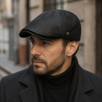 Men’s Leather Flat Cap – Classic Solid Color Ivy Hat