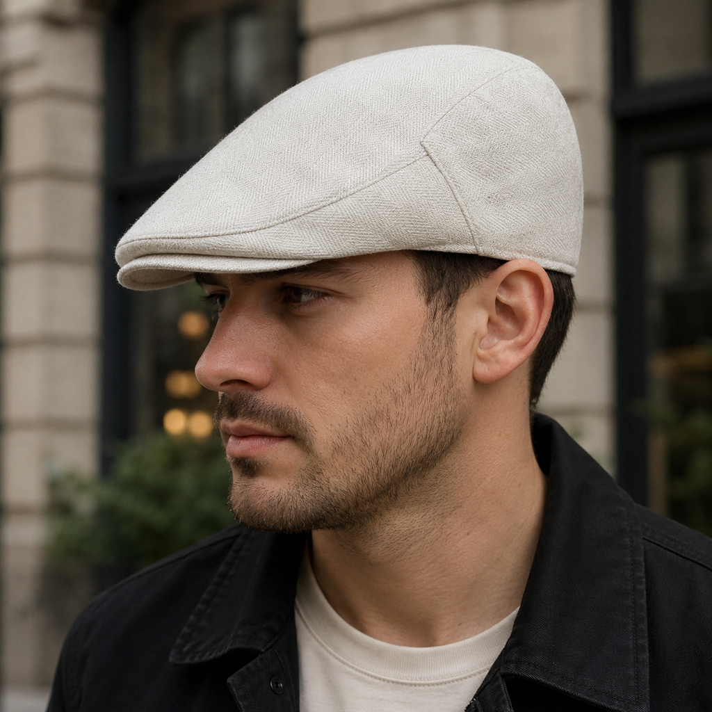 Linen Ivy Cap – Men's Lightweight Flat Cap with UV Protection & Breathable Cotton Lining