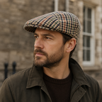 Houndstooth Wool Flat Cap – Classic Men’s Stylish Multicolor Ivy Hat for Fall
