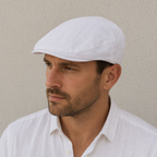 White Linen Flat Cap – Lightweight Ivy Cap For Men | Breathable Summer Hat
