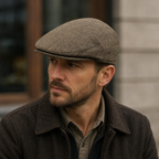 Herringbone Tweed Flat Cap – Classic Irish Wool Hat For Men’s Smart Casual Style