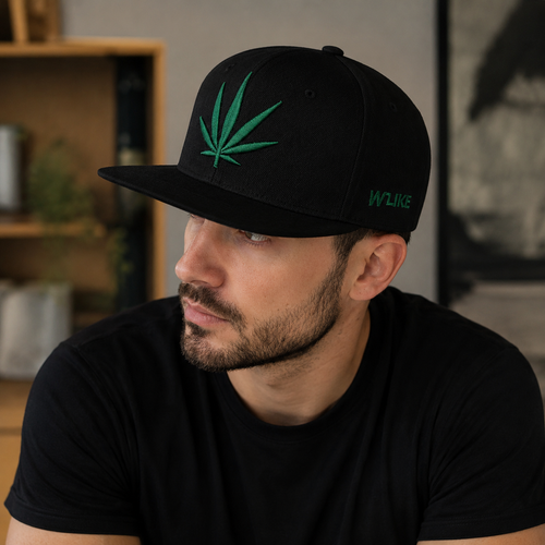Cannabis Snapback Cap – Adjustable Cotton Acrylic Hat With Embroidered Logo