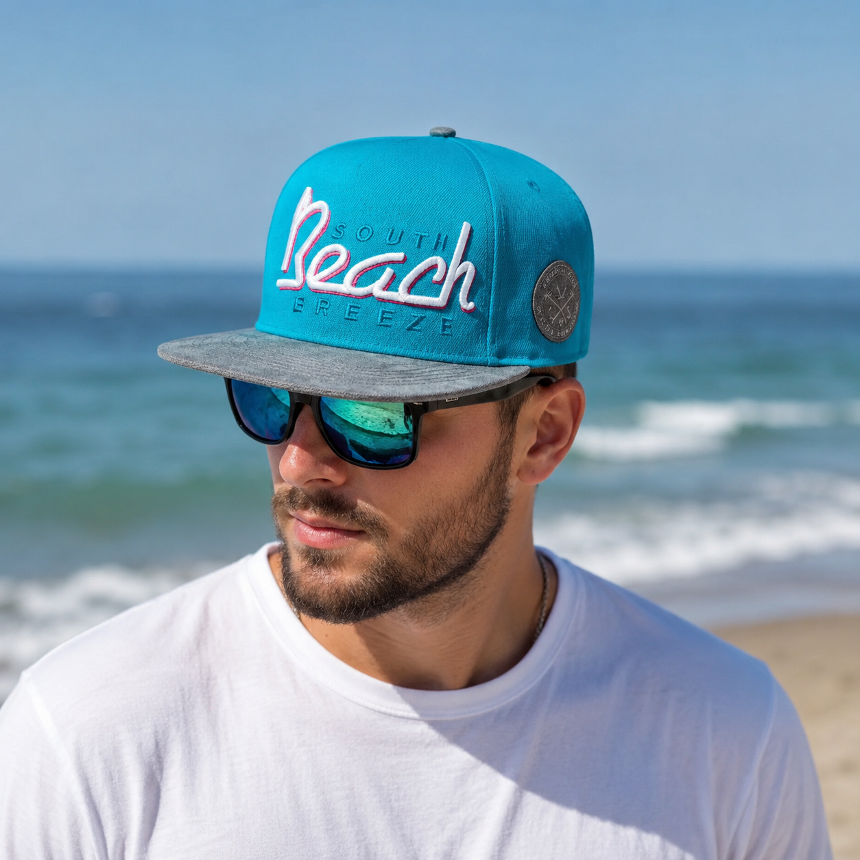 Turquoise Snapback Cap – Adjustable Cotton Acrylic Breathable Summer Headwear