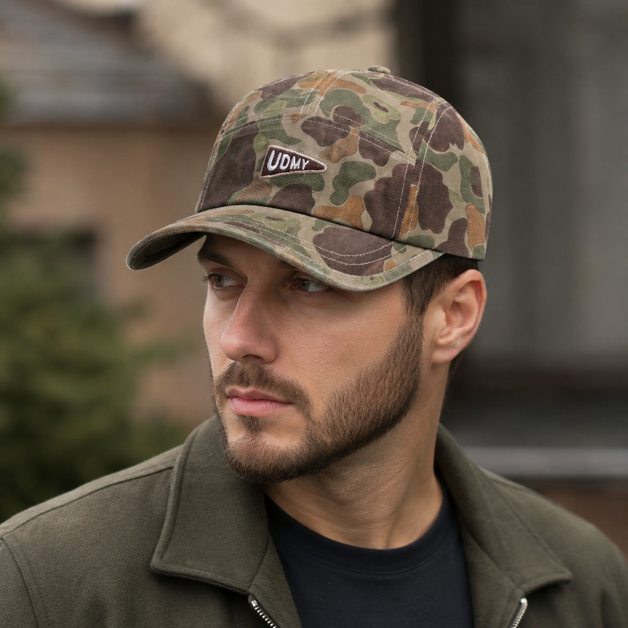 Vintage Camouflage Cap - Adjustable 5-Panel Hat in Organic Cotton Breathable Summer Style