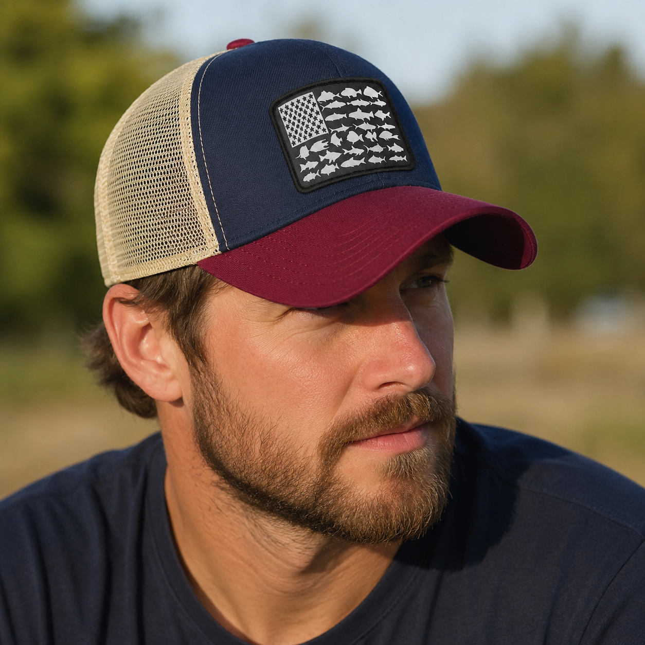 EEUU Flag Trucker Cap - Adjustable Organic Cotton Hat With Embroidered Logo