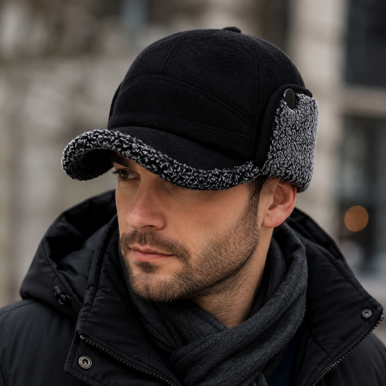 Winter Fur Earflap Cap – Organic Cotton Baseball Hat With Windproof Protection