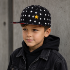 Kids Snapback Cap – Organic Cotton Star Pattern Adjustable Hat for Toddlers