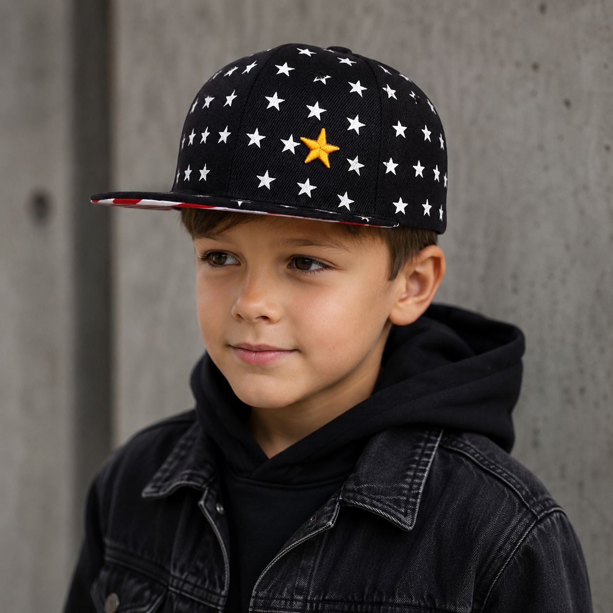 Kids Snapback Cap – Organic Cotton Star Pattern Adjustable Hat for Toddlers