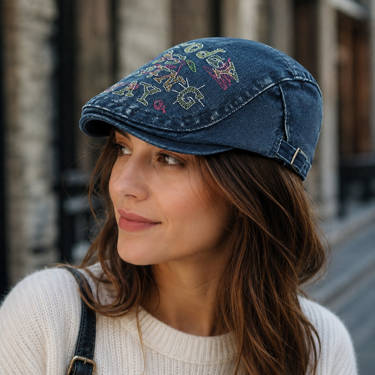 Denim Flat Cap – Adjustable Cotton Hat | Lightweight Breathable Summer Headwear