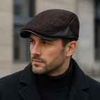 Winter Earflap Flat Cap – Adjustable Organic Cotton Acrylic Blend Hat With Burned Pattern