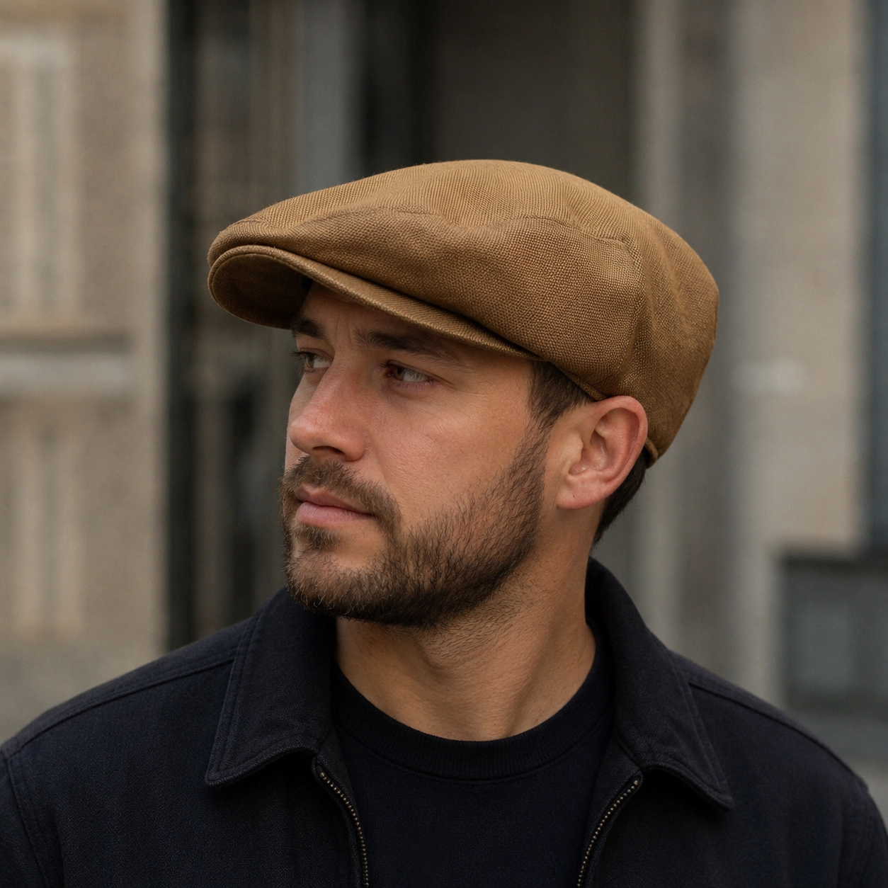 Vintage Linen Flat Cap – Lightweight Breathable Adjustable Size Hat for Men