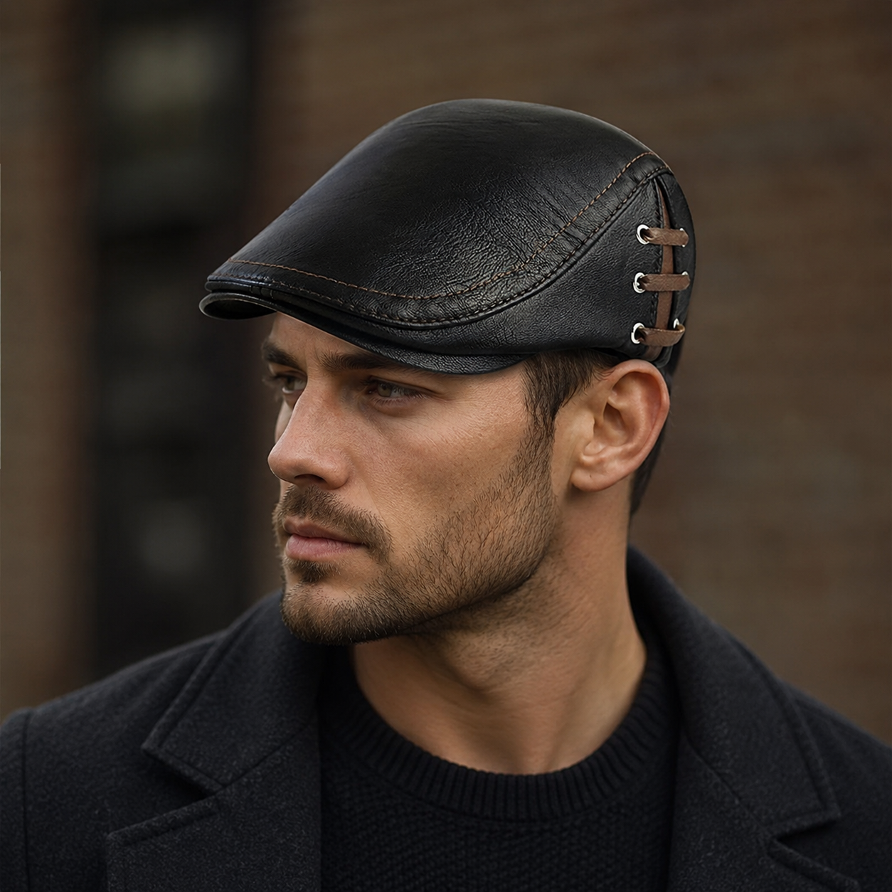 Leather Duckbill Cap – Adjustable Vegan Leather Flat Cap For Men & Women
