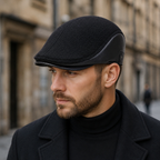 Leather Flat Cap – Adjustable Vegan Leather Duckbill Cap With Folding Earflaps