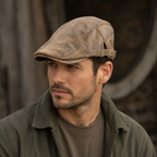 Suede Duckbill Cap – Retro Distressed Flat Cap With Organic Cotton Sweatband