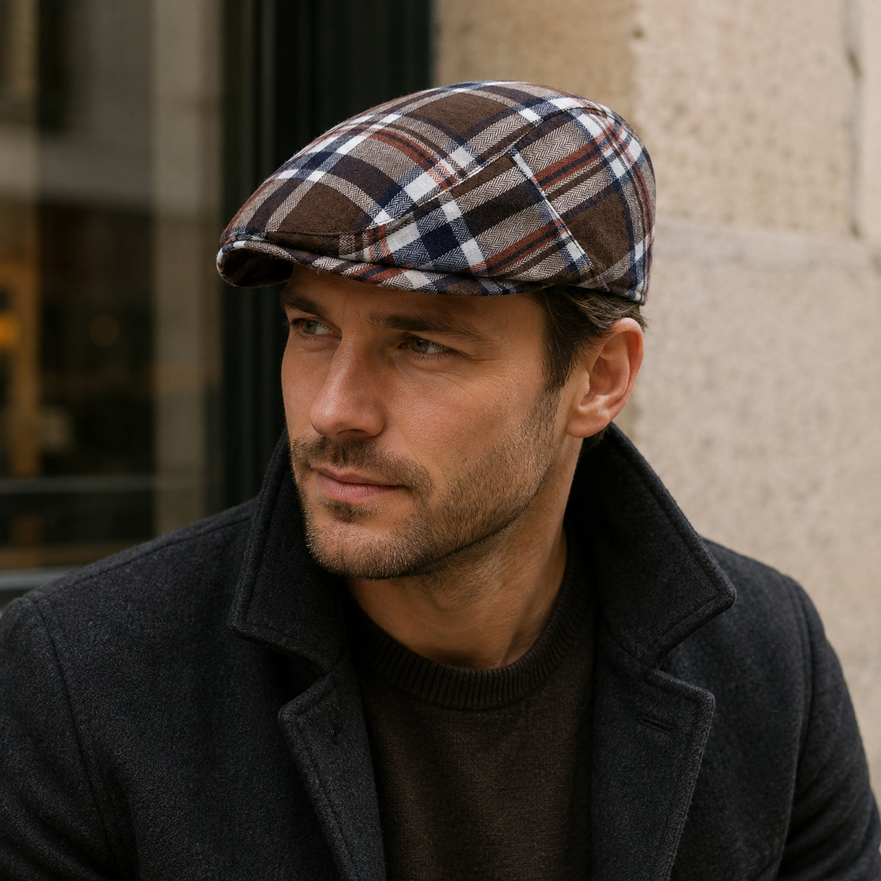 Vintage Plaid Flat Cap – Organic Cotton Adjustable Soft Lined Hat by Hatloom