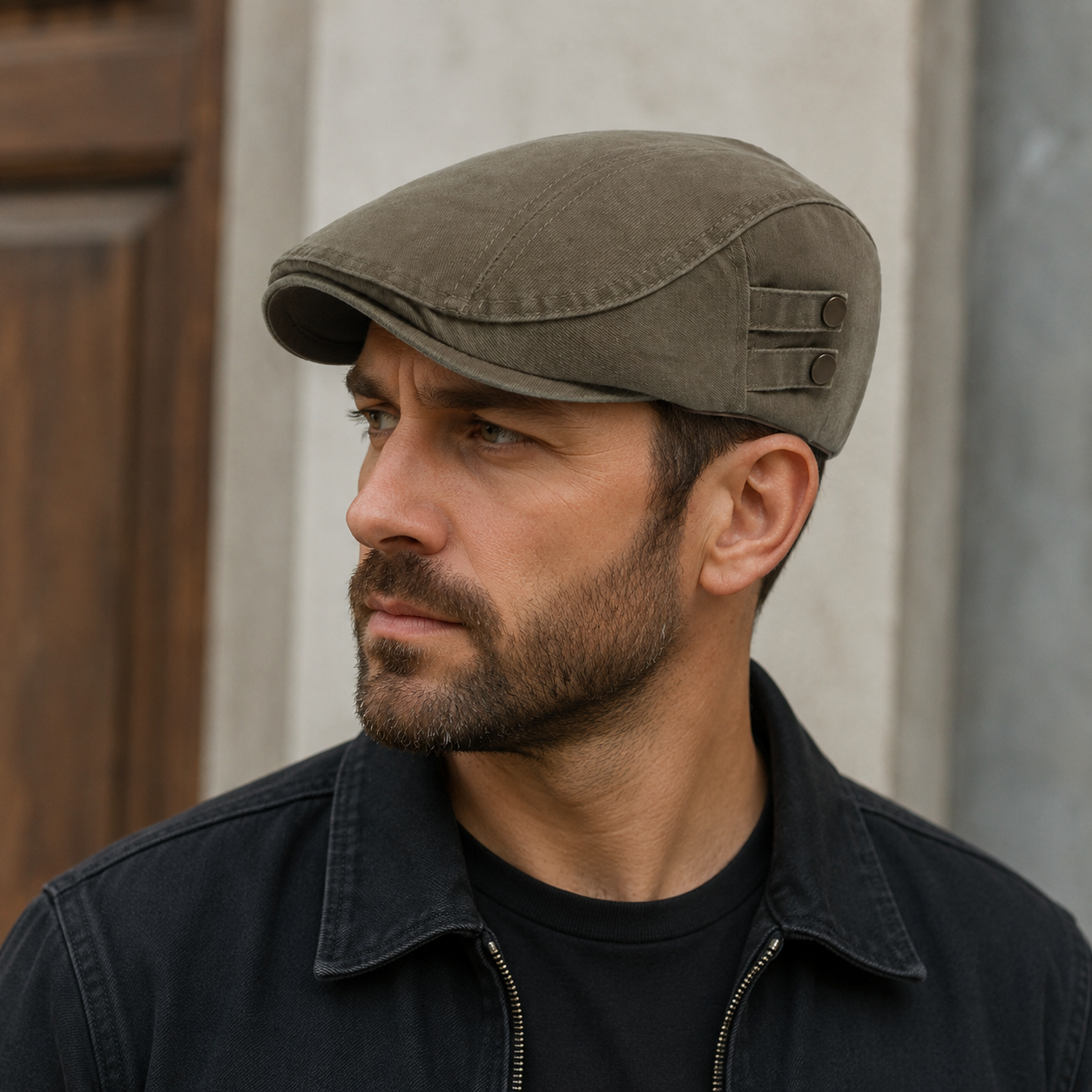 Washed Cotton Flat Cap – Adjustable Organic Cotton Cap With Breathable Sweatband