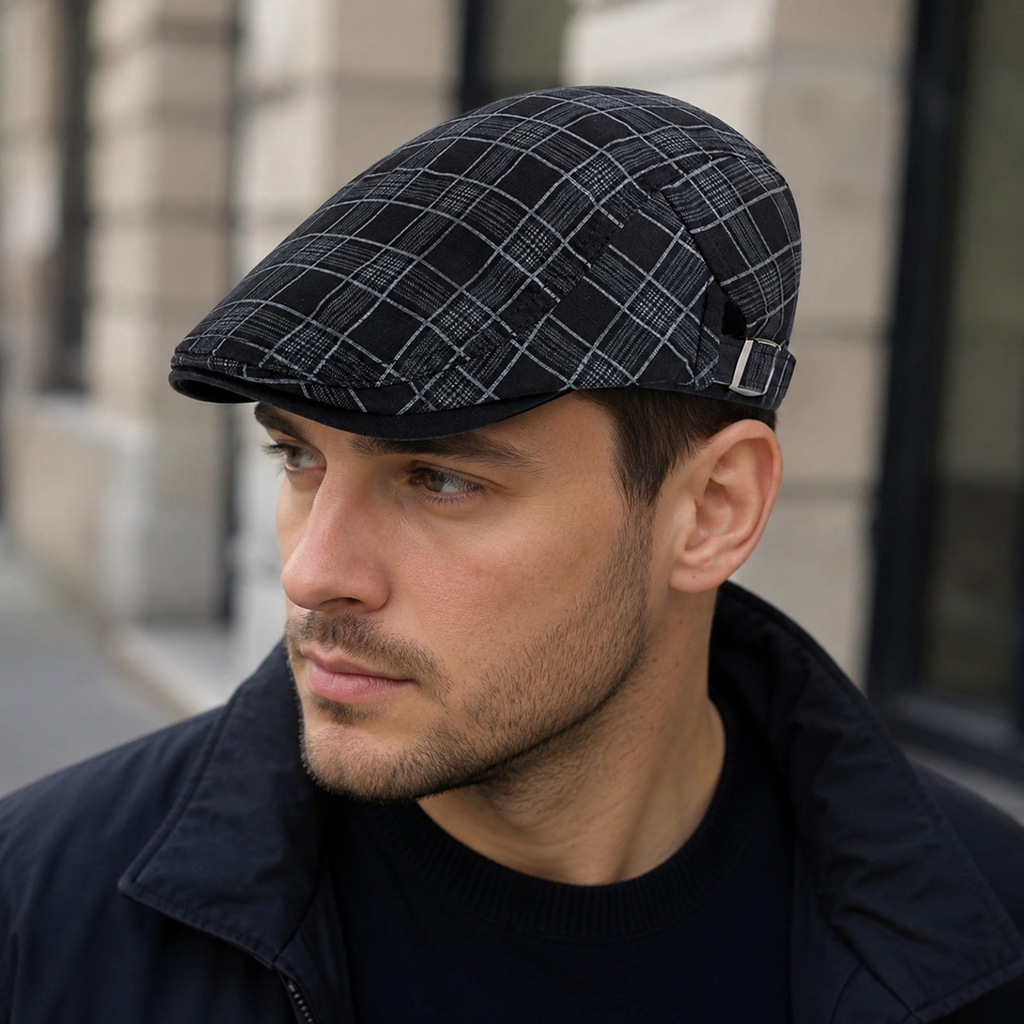 Plaid Cotton Flat Cap – Adjustable Classic Flat Cap Style by Hatloom