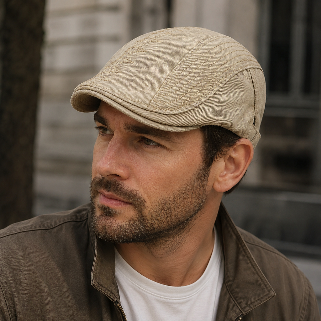 Denim Flat Cap – Adjustable Cotton Hat | Classic Casual Flat Cap Style