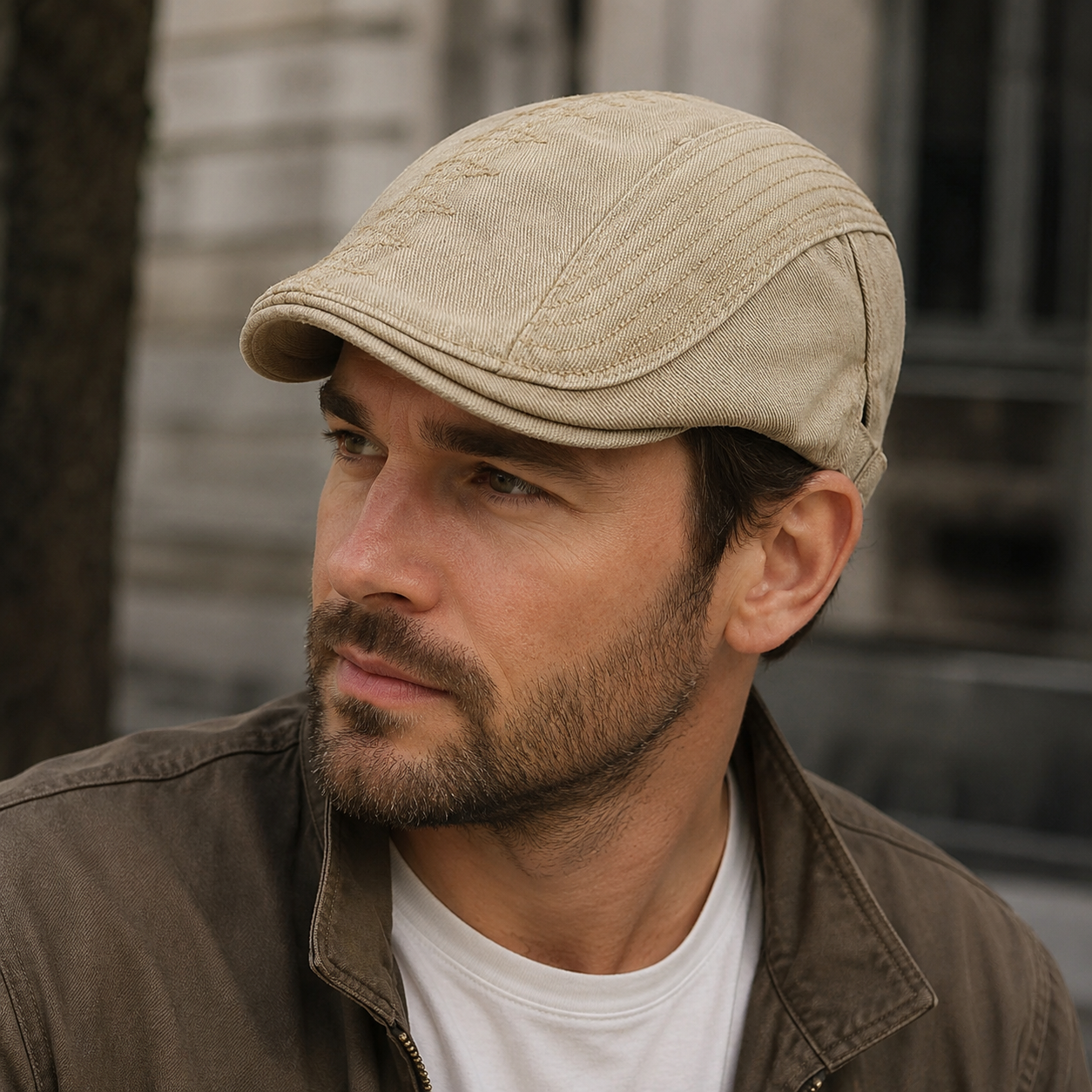 Denim Flat Cap – Adjustable Cotton Hat | Classic Casual Flat Cap Style