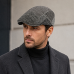 Patchwork Flat Cap – Adjustable Cotton Vintage Hat with Textured Fabric Style
