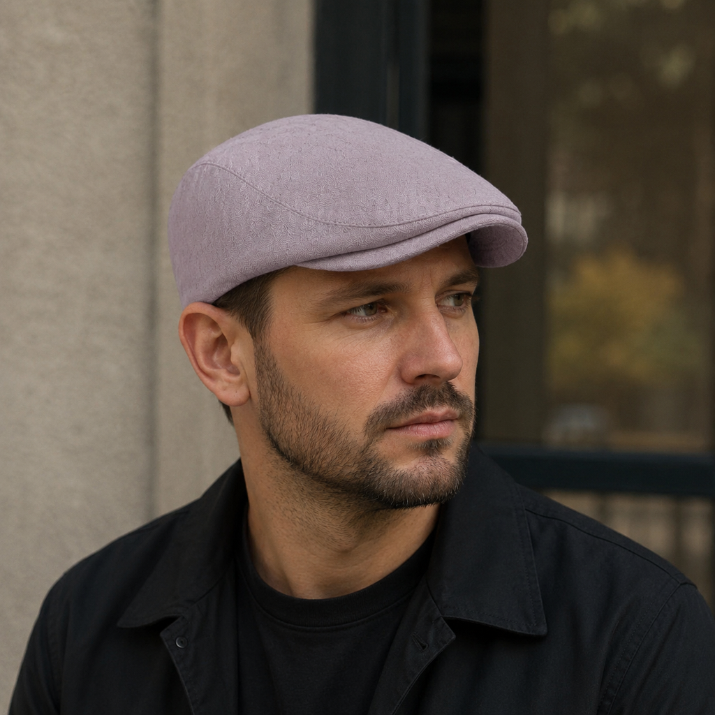 Cotton Flat Cap – Adjustable Classic Cabbie Hat With Rhombus Pattern Design