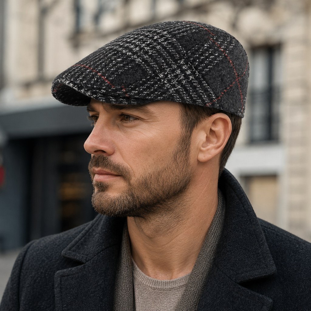Tartan Wool Flat Cap – Adjustable Classic Plaid Hat For Men & Women