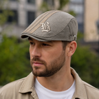 Retro Flat Cap – Adjustable Cotton Breathable Summer Hat with Embroidered Details