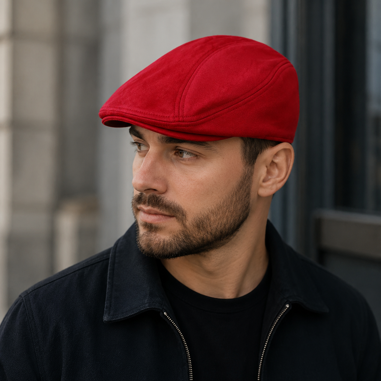Winter Suede Flat Cap – Vegan Suede Cabbie Hat with Cotton Sweatband