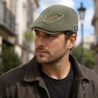 Cotton Flat Cap – Denim Adjustable Flat Cap With Scratched Pattern For Men