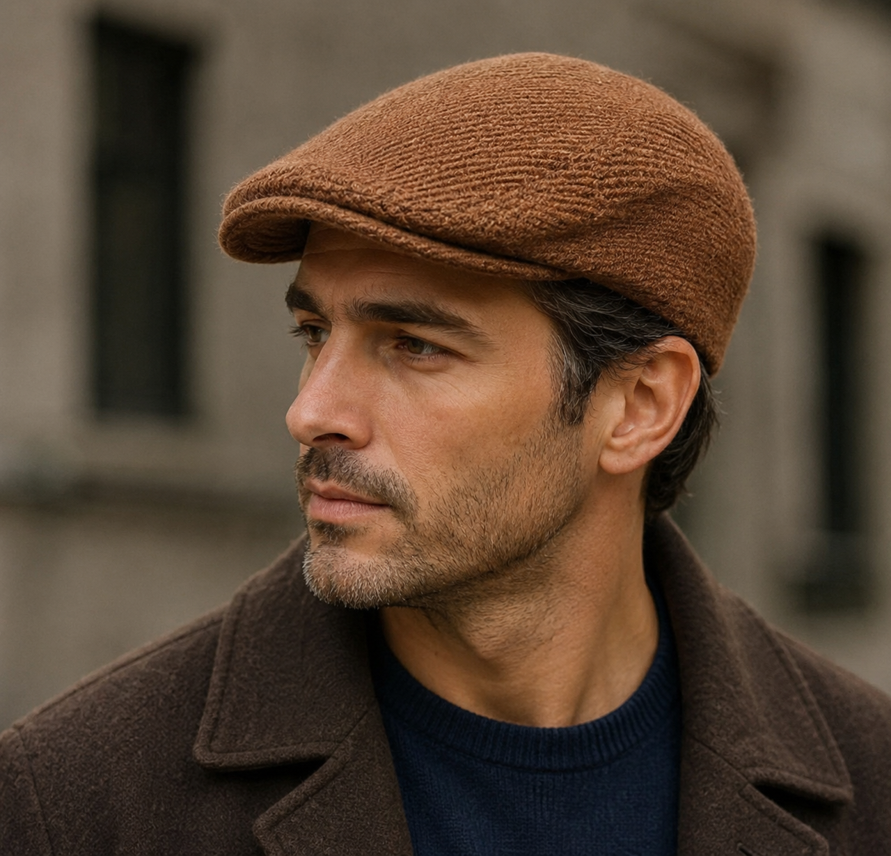 Vintage Flat Cap – Adjustable Striped Wool Cotton Heritage Hat for Winter