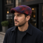 Ferguson Tartan Flat Cap – Organic Cotton Adjustable Ivy Hat With Sweatband