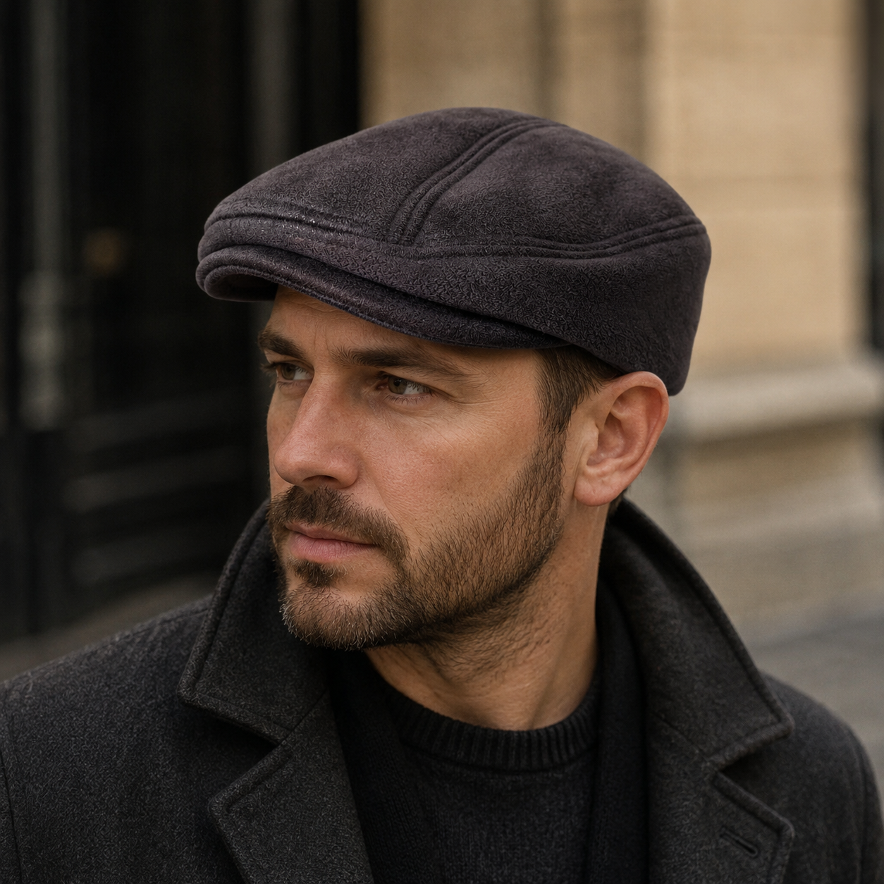 Vintage Leather Flat Cap – Adjustable Coffee Brown Vegan Leather Hat For Men & Women