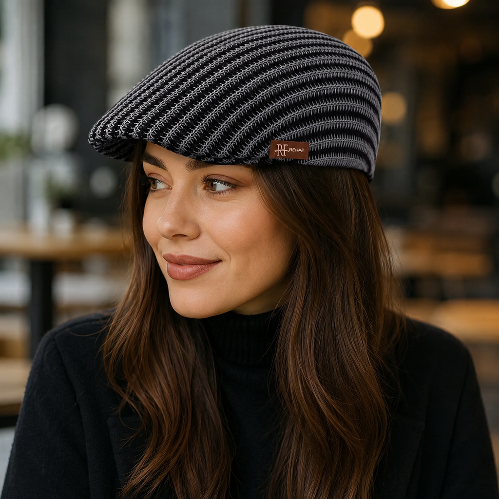 Linen Flat Cap – Adjustable Striped Summer Hat | Breathable Lightweight Headwear
