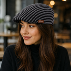 Linen Flat Cap – Adjustable Striped Summer Hat | Breathable Lightweight Headwear