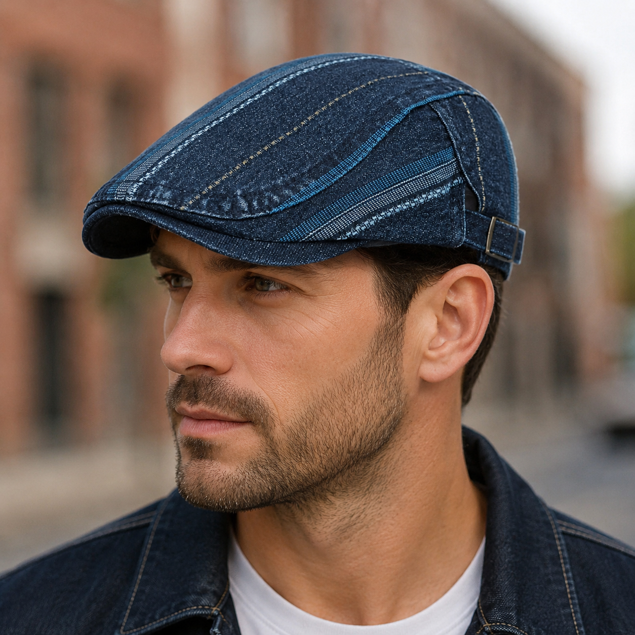Denim Flat Cap – Adjustable Cotton Painter Hat for Men & Women Vintage Style