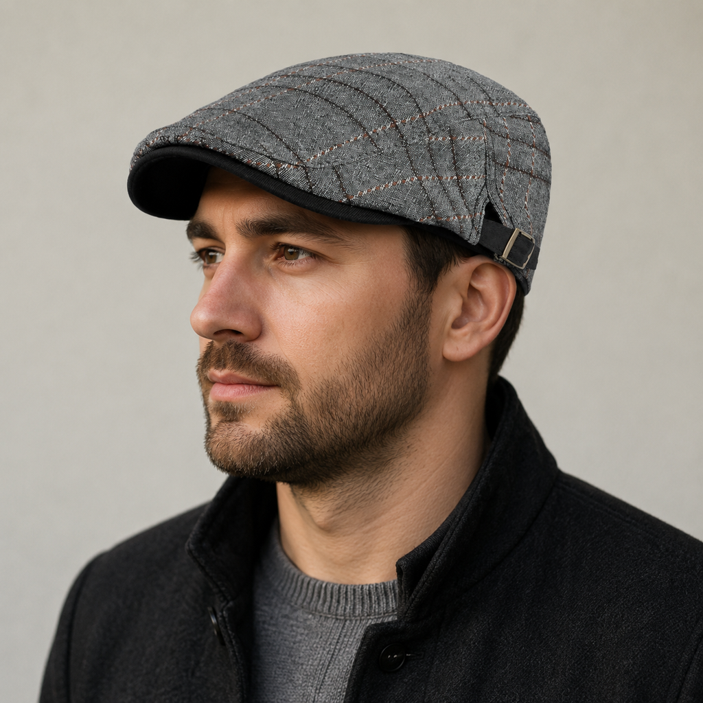 Cotton Flat Cap – Adjustable Striped Lightweight Summer Hat for Men & Women