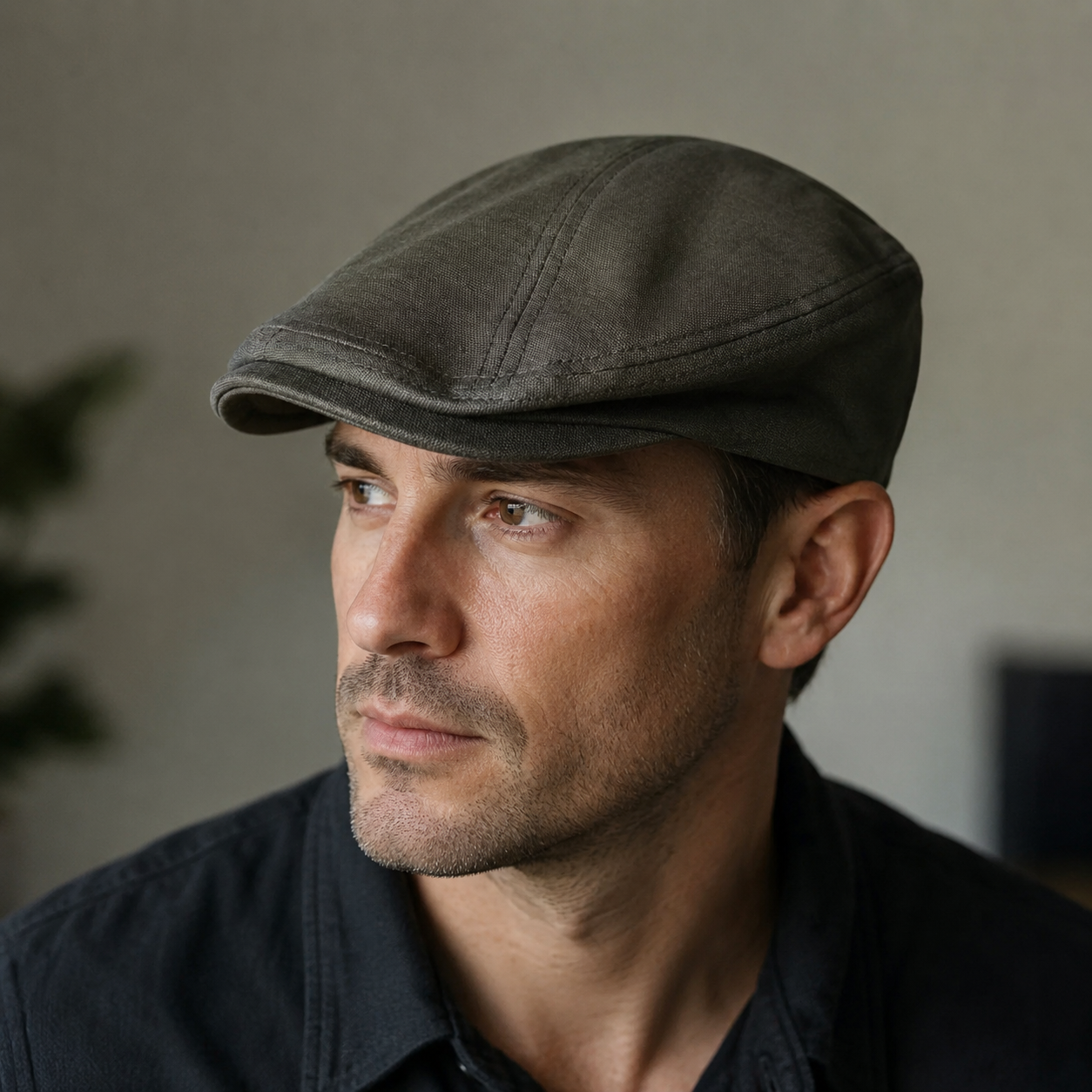 Linen Flat Cap – Adjustable Army Green Flat Cap Hat For Men Classic Style