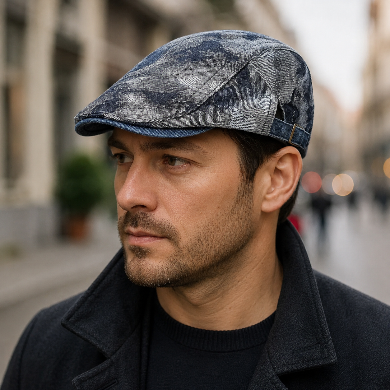 Denim Flat Cap – Adjustable Cotton Hat | Comfortable Stylish Headwear