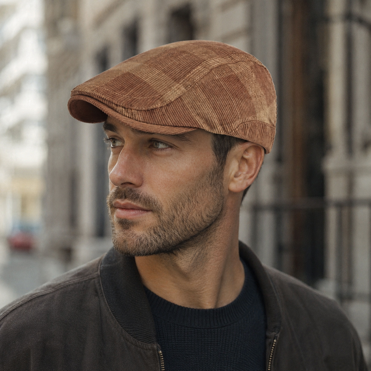 Corduroy Flat Cap – Adjustable Plaid Cotton Hat for Men & Women by Hatloom