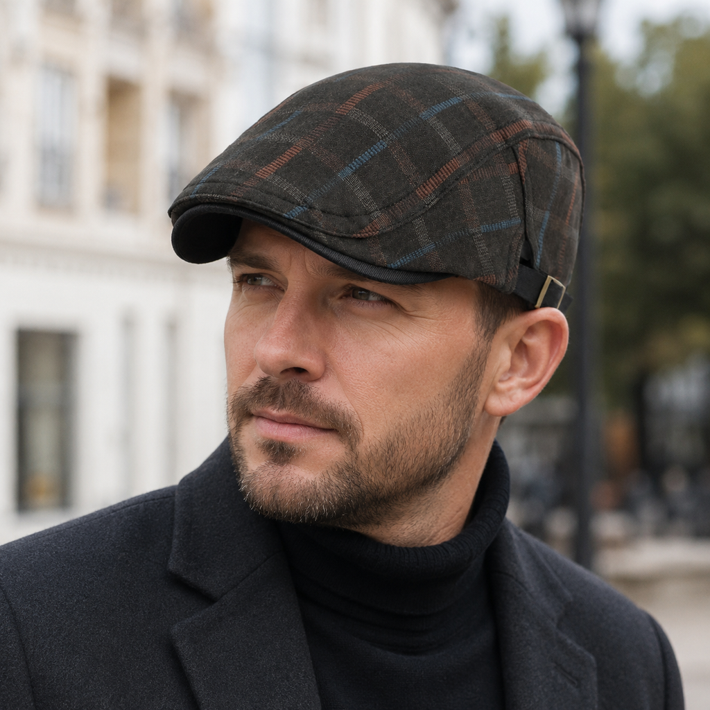 Plaid Cotton Flat Cap – Adjustable Classic Unisex Stylish Hat 54-60cm