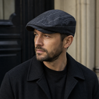 Linen Flat Cap - Gray Striped Breathable Summer Hat for Men & Women | Lightweight